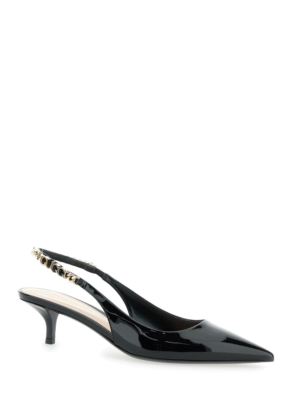 Gucci Women 'Signoria' Black Pumps With Logo Strap In Leather Woman
