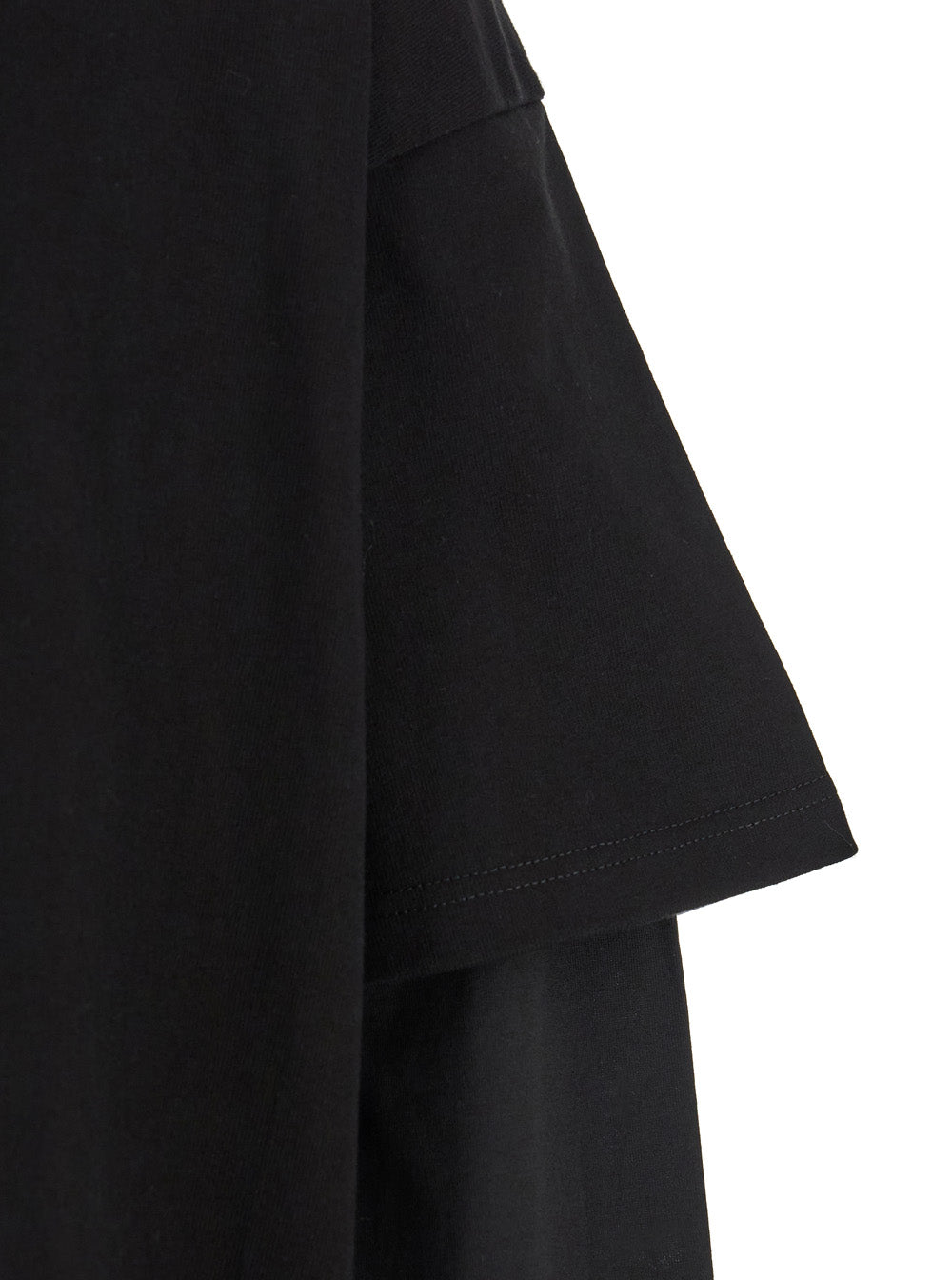 Jil Sander Men Black Crewneck T-Shirt With Logo Lettering On The Rear And Layered Design In Cotton Man