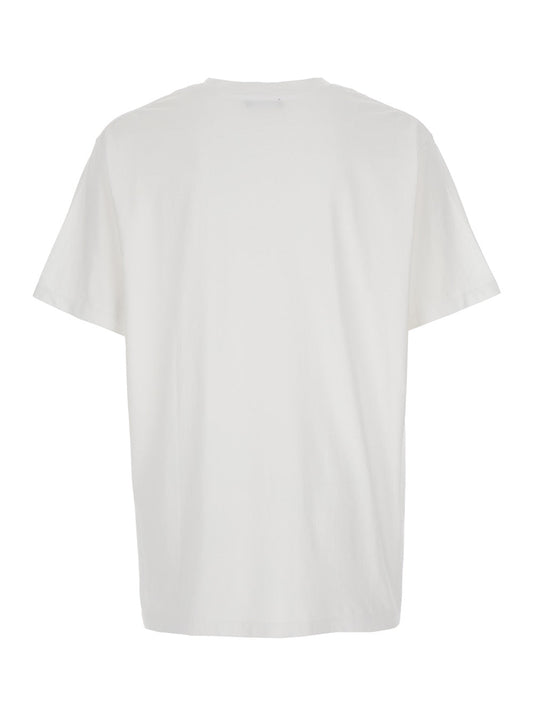 Balmain Men White Crewneck T-Shirt With Logo Lettering On The Front In Cotton Man