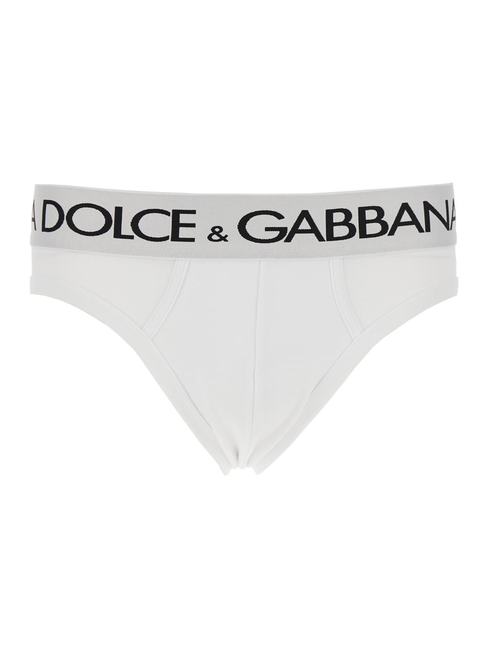 Dolce & Gabbana Men White Briefs With Elastic Waist And Logo Lettering In Cotton Man