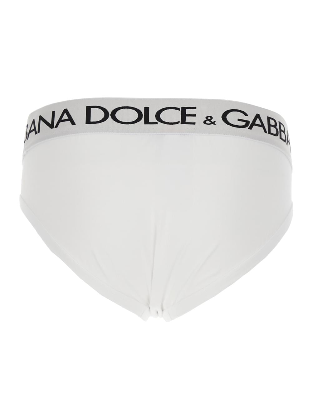 Dolce & Gabbana Men White Briefs With Elastic Waist And Logo Lettering In Cotton Man