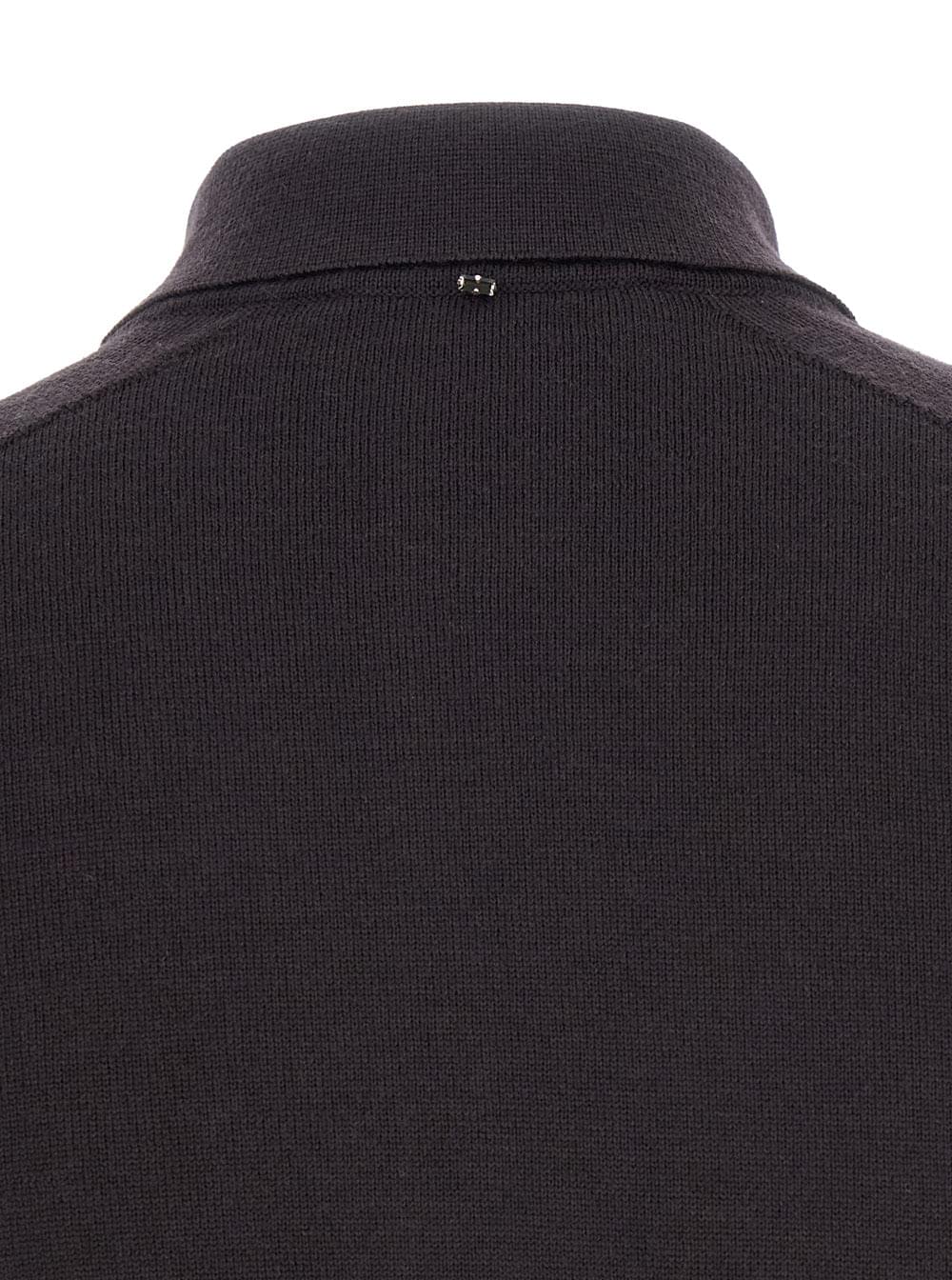 Sportmax Women 'Perseo' Black Cropped Cardigan With Button Down Collar And Ribbed Trims In Wool Woman