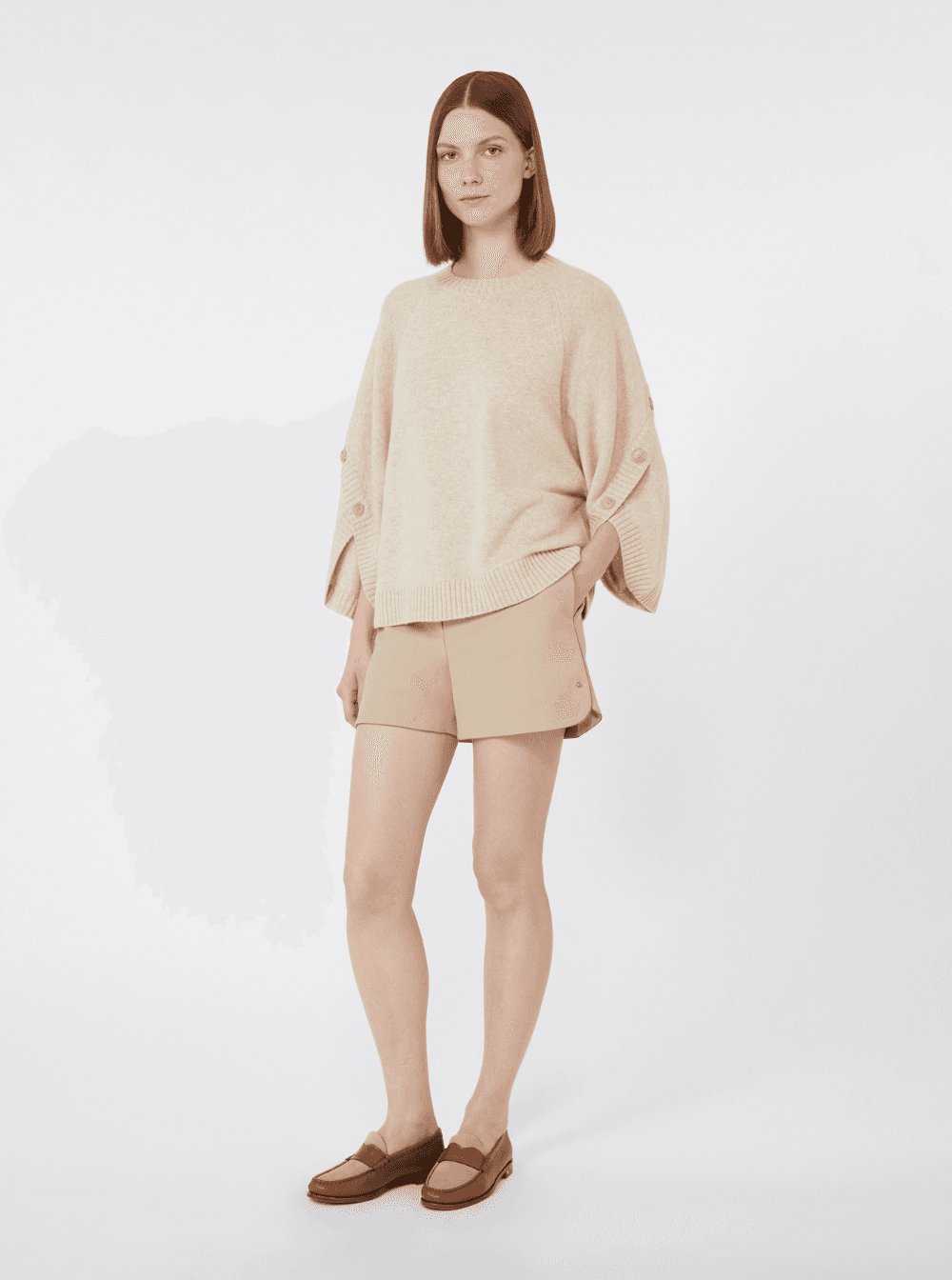 Max Mara Women 'Ampex' Beige Crewneck Sweater In Wool And Cashmere Woman