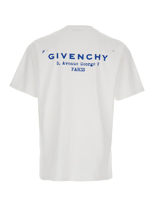 Givenchy Men White Crewneck T-Shirt With Logo Lettering On The Rear In Cotton Man