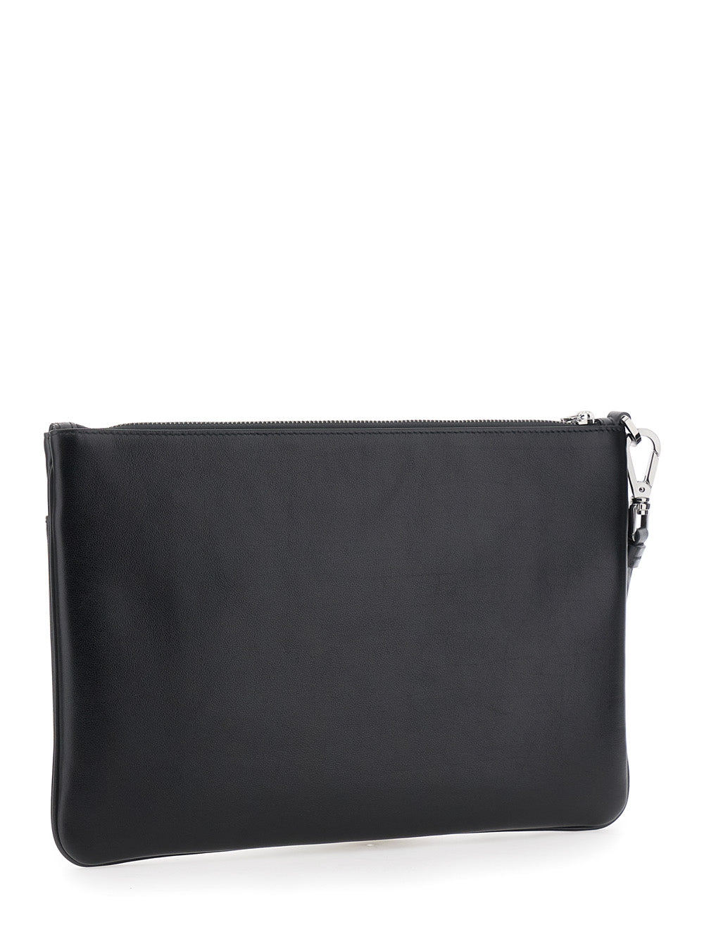 Dolce & Gabbana Men Black Clutch With Removable Wrist Strap And Logo Lettering On The Front In Leather Man