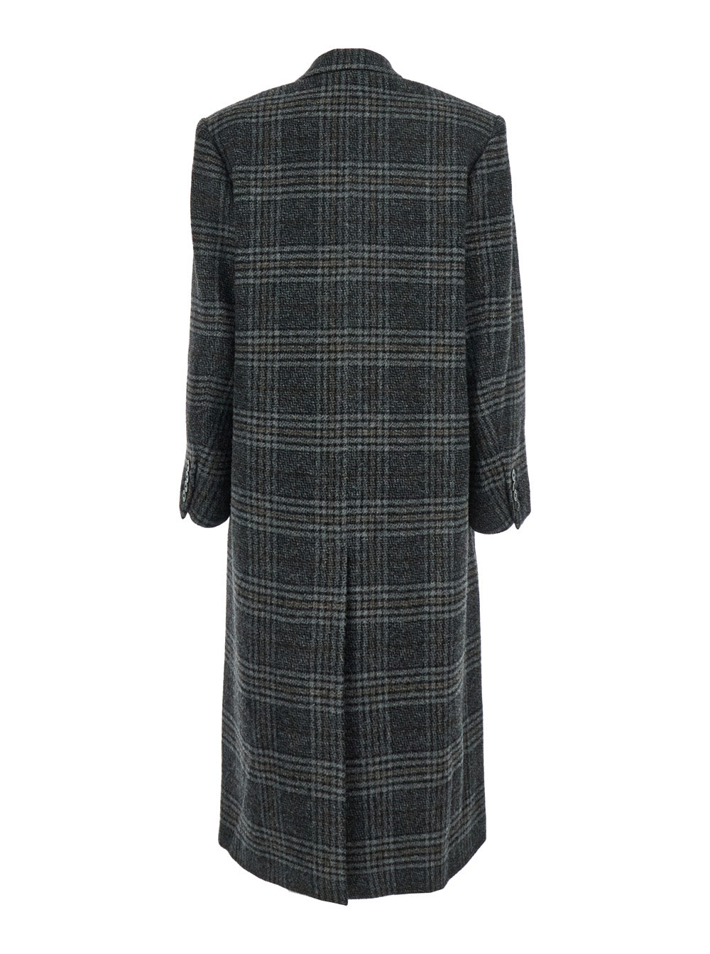 Isabel Marant Etoile Women 'Lexana' Grey Double-Breasted Coat With Peak Revers And All-Over Check Motif In Wool Woman