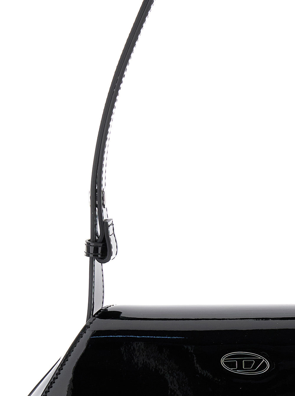 Diesel Women 'Play' Black Shoulder Bag With Logo Plate In Tech Fabric Woman