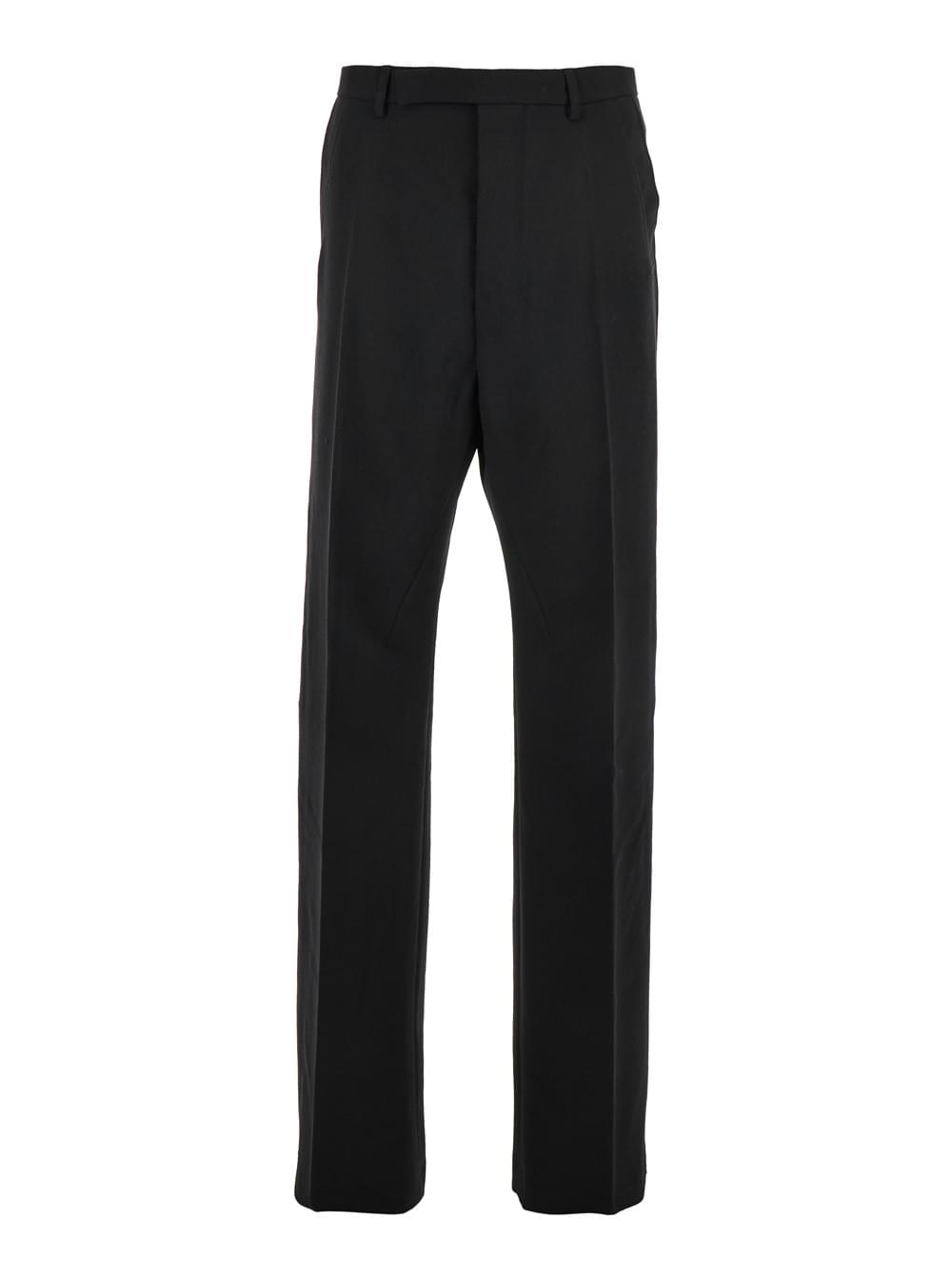 Rick Owens Men 'Geth' Black Tailored Trousers With Belt Loops In Wool Man