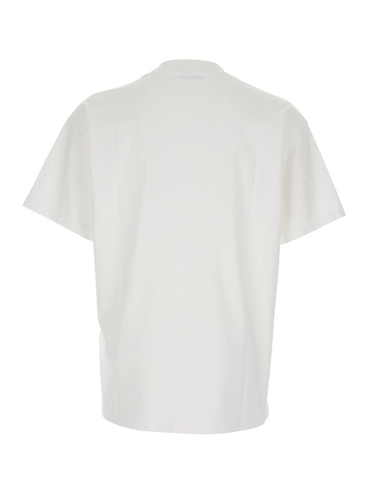 Givenchy Men White T-Shirt With Diagonal Embroidered Logo In Cotton Man