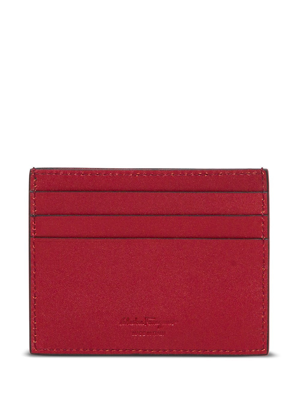 Ferragamo Men Salvatore Ferragamo Man's Revival Black  Leather Card Holder With Gancini Buckle
