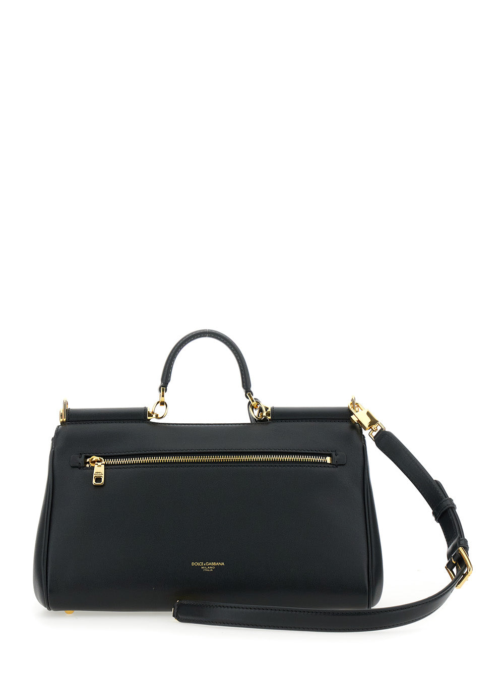 Dolce & Gabbana Women Black 'My Sicily' Medium Handbag With Padlock Detail And Adjustable And Removable Shoulder Strap In Leather Woman