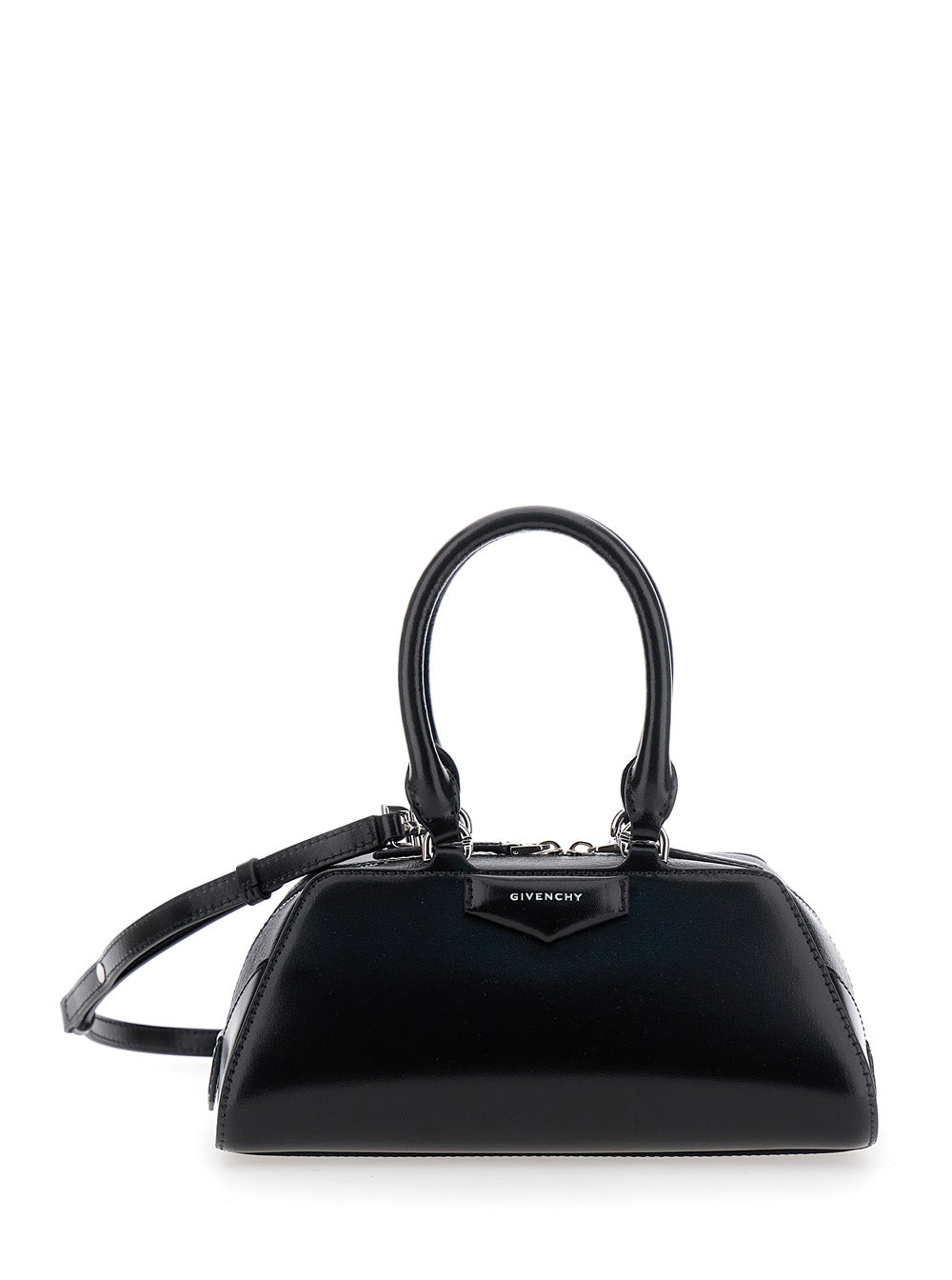 Givenchy Women 'Antigona East West' Black Mini Handbag With Adjustable And Removable Shoulder Strap And Logo Lettering On The Front In Leather Woman