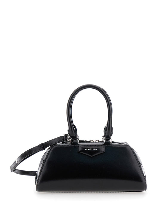 Givenchy Women 'Antigona East West' Black Mini Handbag With Adjustable And Removable Shoulder Strap And Logo Lettering On The Front In Leather Woman