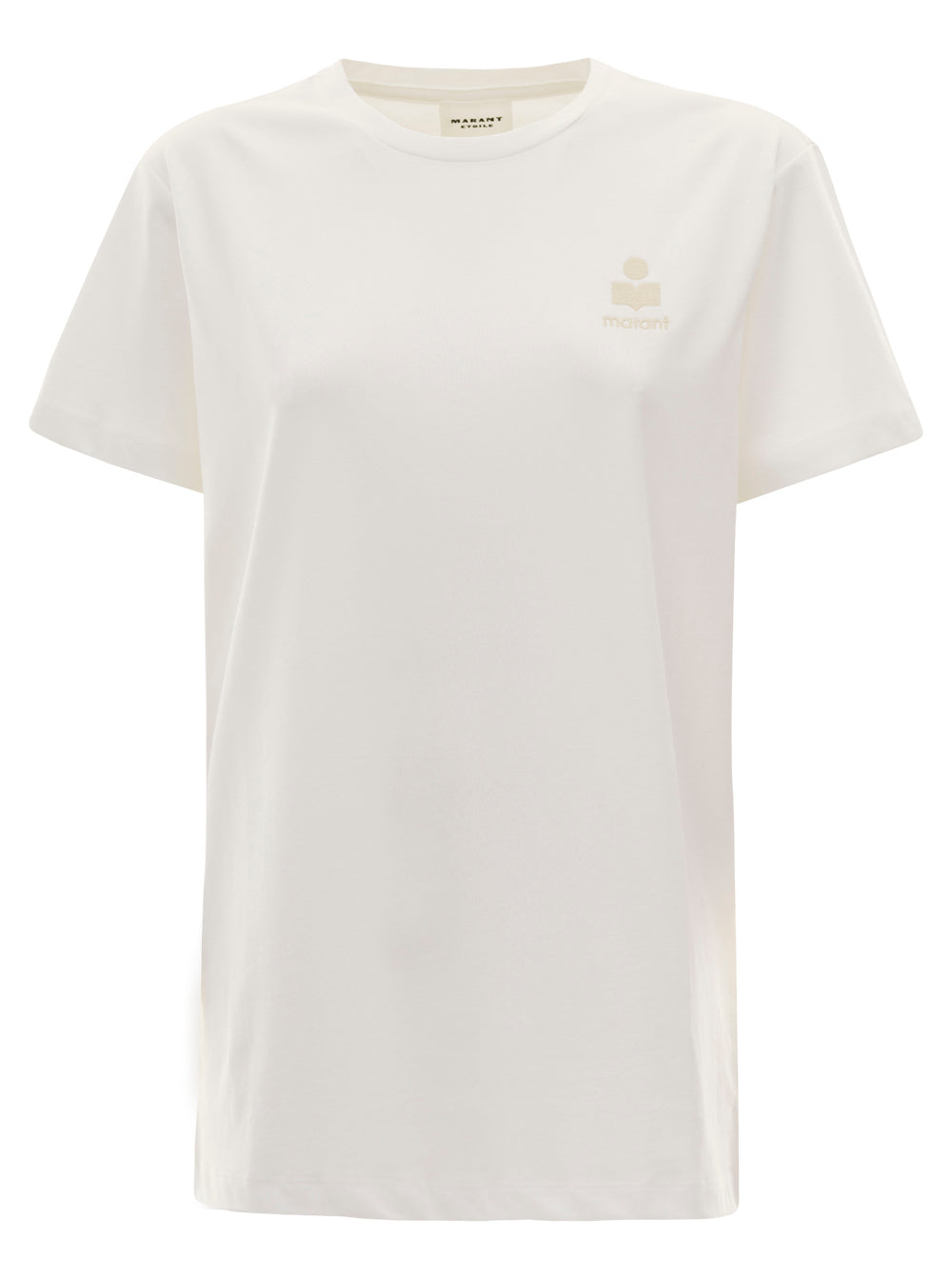 Isabel Marant Etoile Women 'Aby' White Crewneck T-Shirt With Small Logo Print Woman Isabel Marant Etoile