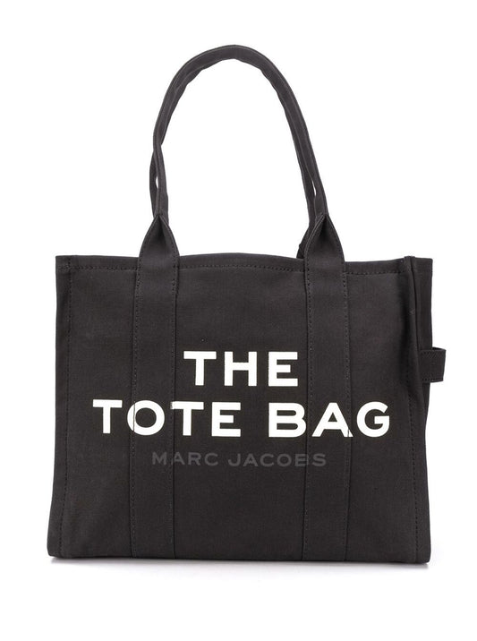 Marc Jacobs Women 'The Large Tote' Black Tote Bag With Contrasting Logo Print In Cotton Black Woman