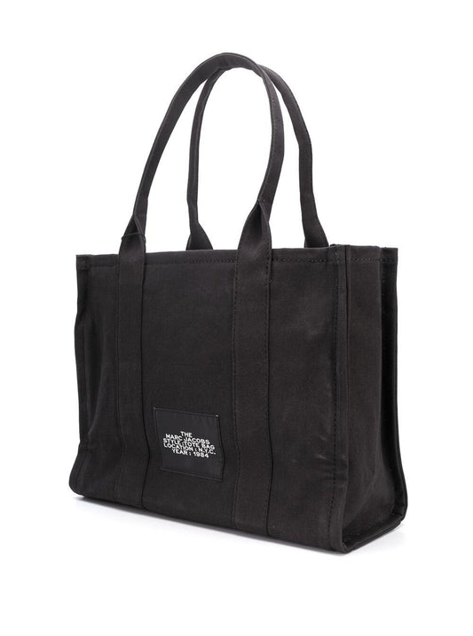Marc Jacobs Women 'The Large Tote' Black Tote Bag With Contrasting Logo Print In Cotton Black Woman