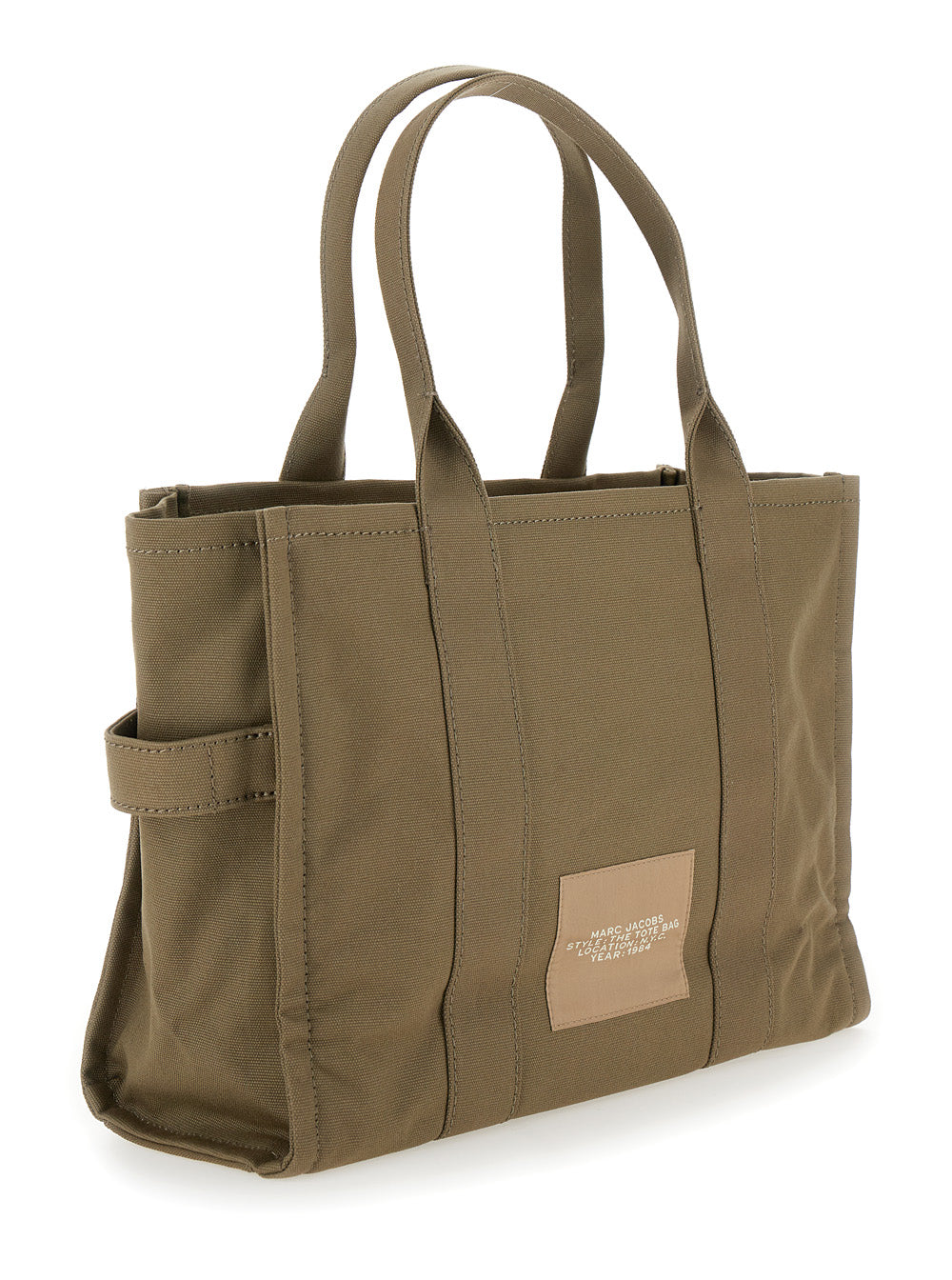 Marc Jacobs Women 'The Large Tote' Green Tote Bag With Contrasting Logo Print In Cotton Black Woman