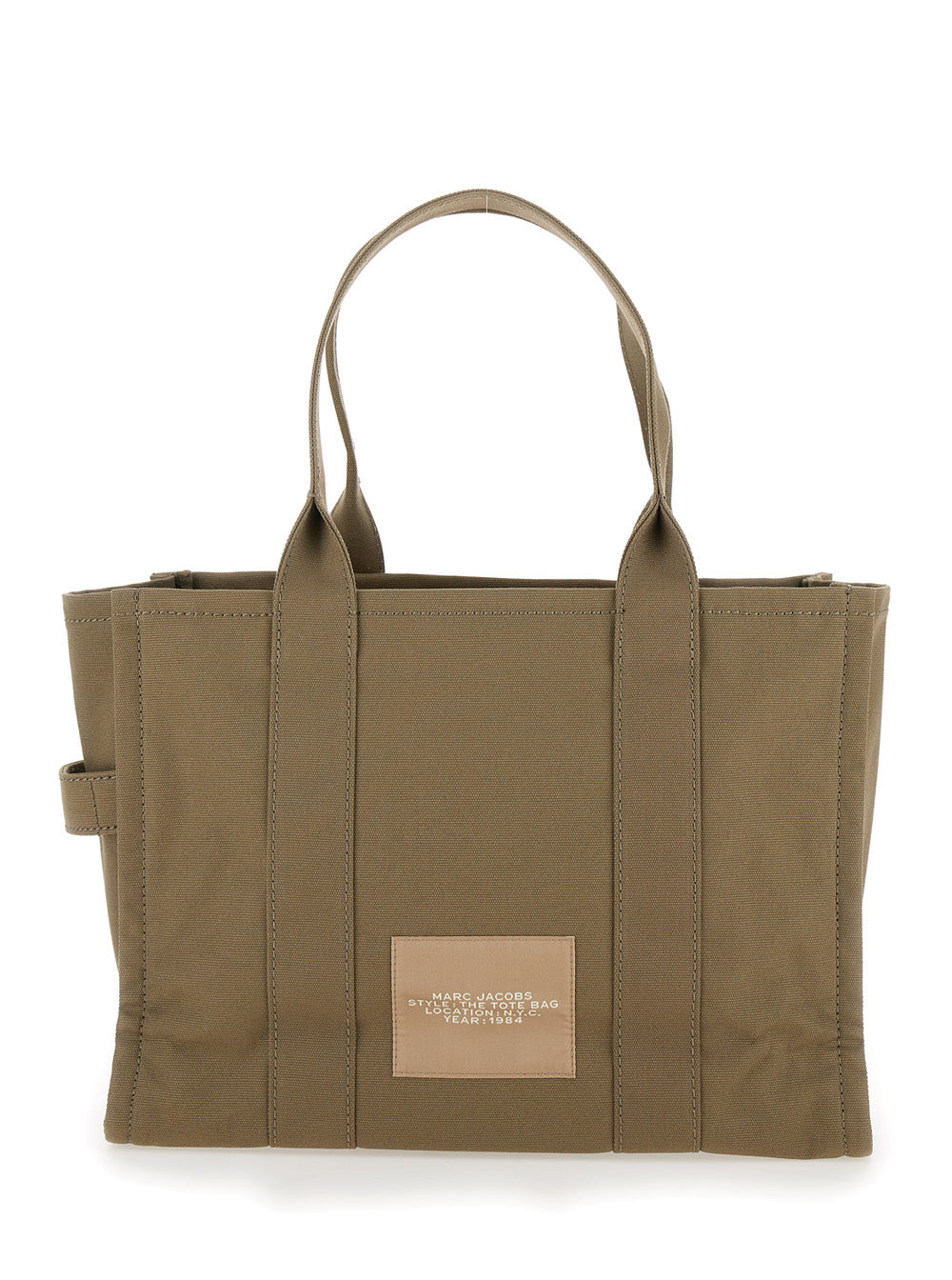 Marc Jacobs Women 'The Large Tote' Green Tote Bag With Contrasting Logo Print In Cotton Black Woman