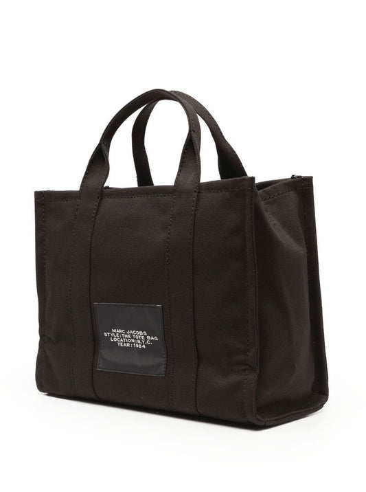Marc Jacobs Women 'The Medium Tote' Black Tote Bag With Contrasting Logo Lettering On The Front In Cotton Woman