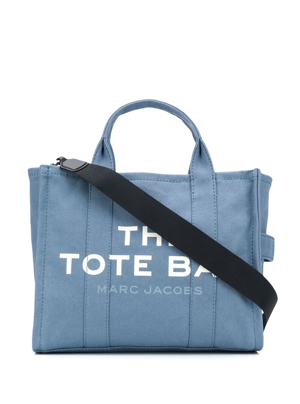 Marc Jacobs Women Light Blue Canvas Traveler Tote Handbag With Logo Print