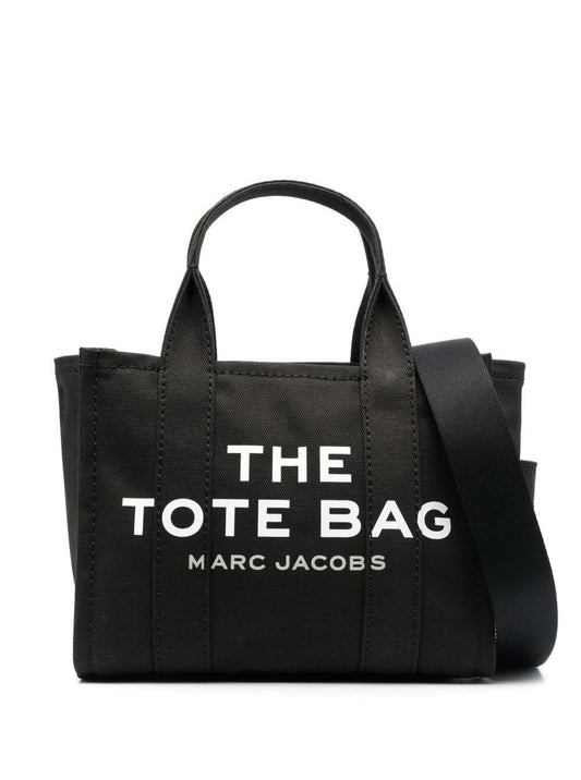 Marc Jacobs Women 'The Small Tote' Black Handbag With Logo Lettering On The Front In Cotton Woman