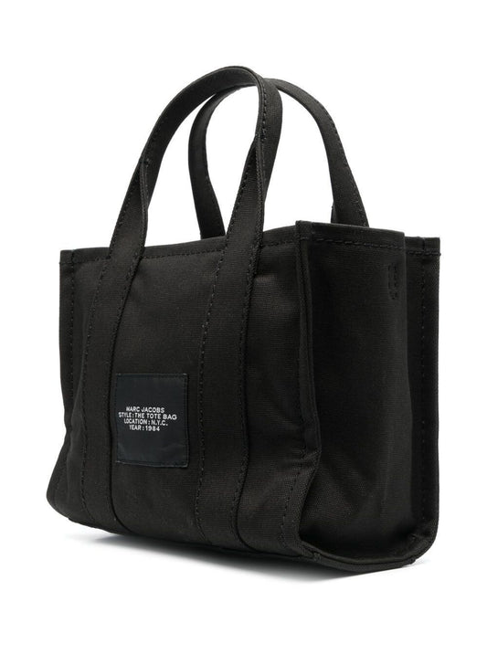 Marc Jacobs Women 'The Small Tote' Black Handbag With Logo Lettering On The Front In Cotton Woman