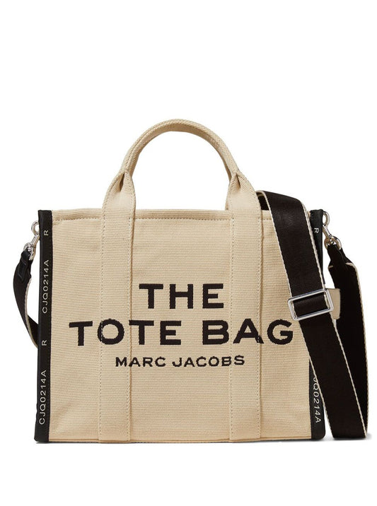 Marc Jacobs Women 'Small Tote' Beige Tote With Contrasting Logo Embroidery In Cotton And Polyester Woman Marc Jacobs