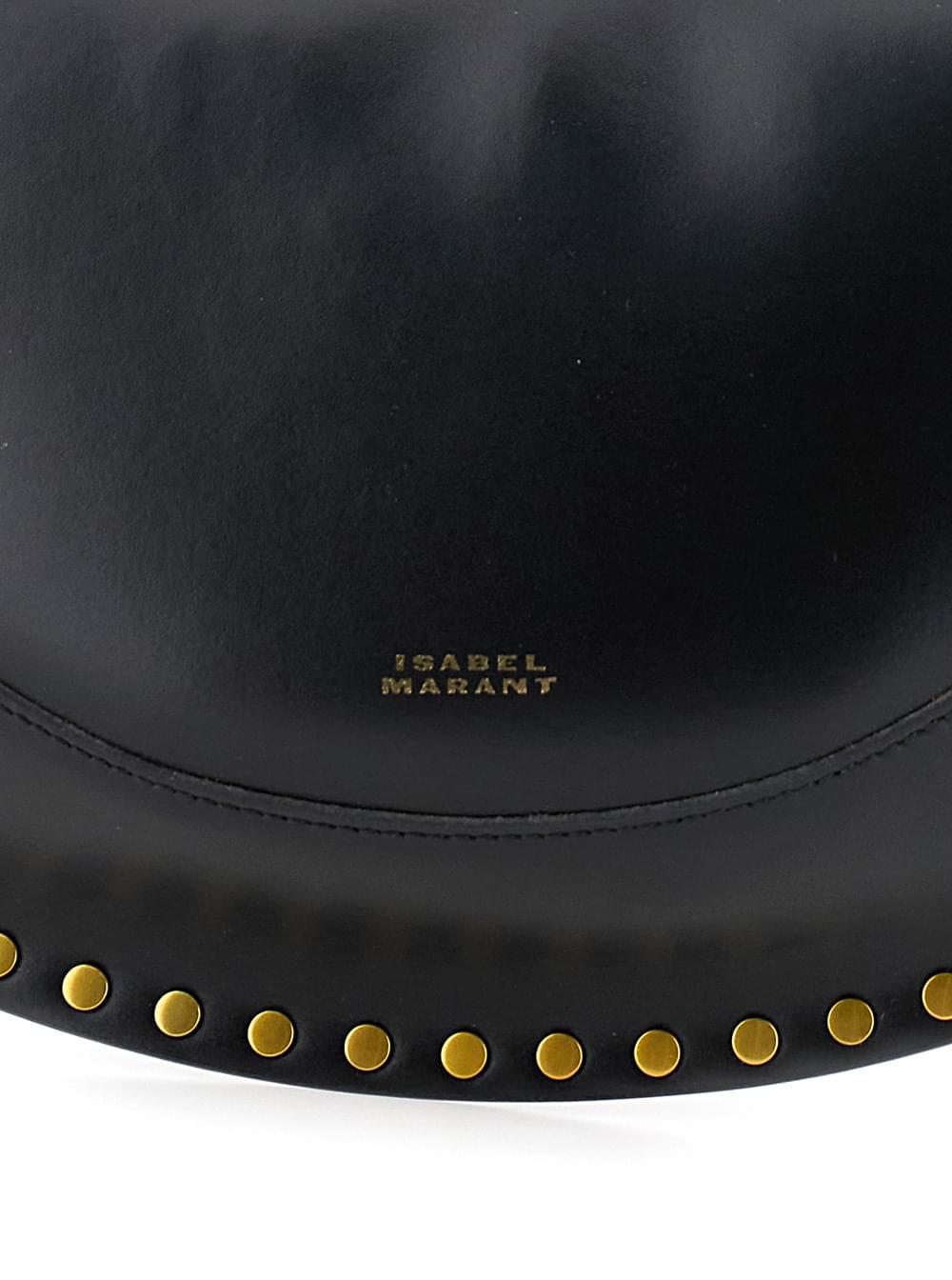 Isabel Marant Women 'Naoko' Black Shoulder Bag With Embossed Logo Lettering On The Front And Removable Shoulder Strap In Leather Woman