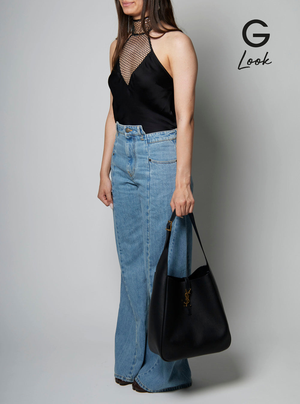 Saint Laurent Women 'Le 5 À 7 Big' Black Shoulder Bag With Cassandre Detail In Smooth Leather Woman