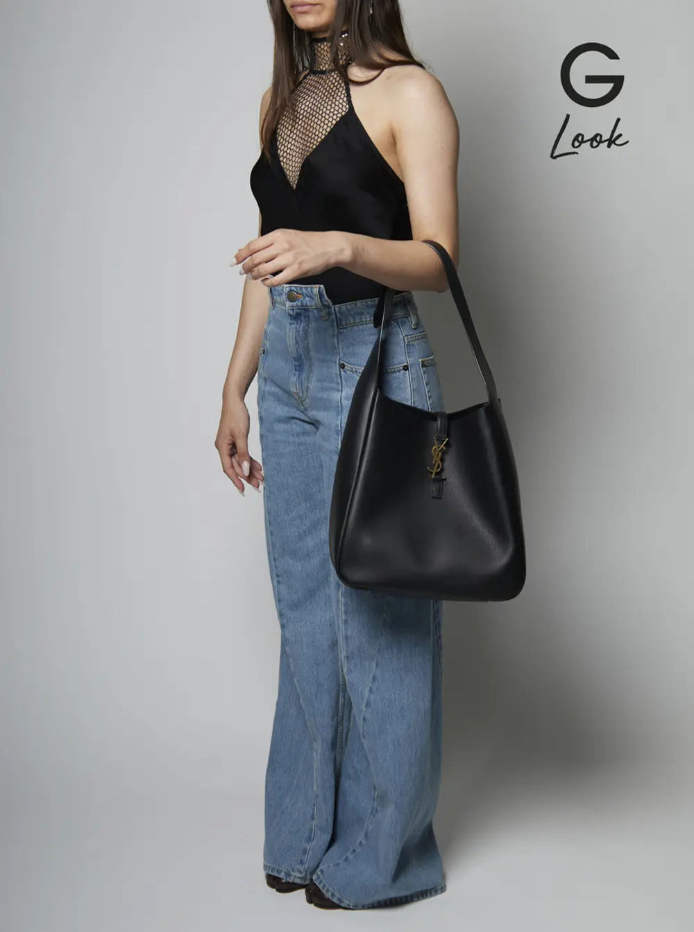 Saint Laurent Women 'Le 5 À 7 Big' Black Shoulder Bag With Cassandre Detail In Smooth Leather Woman