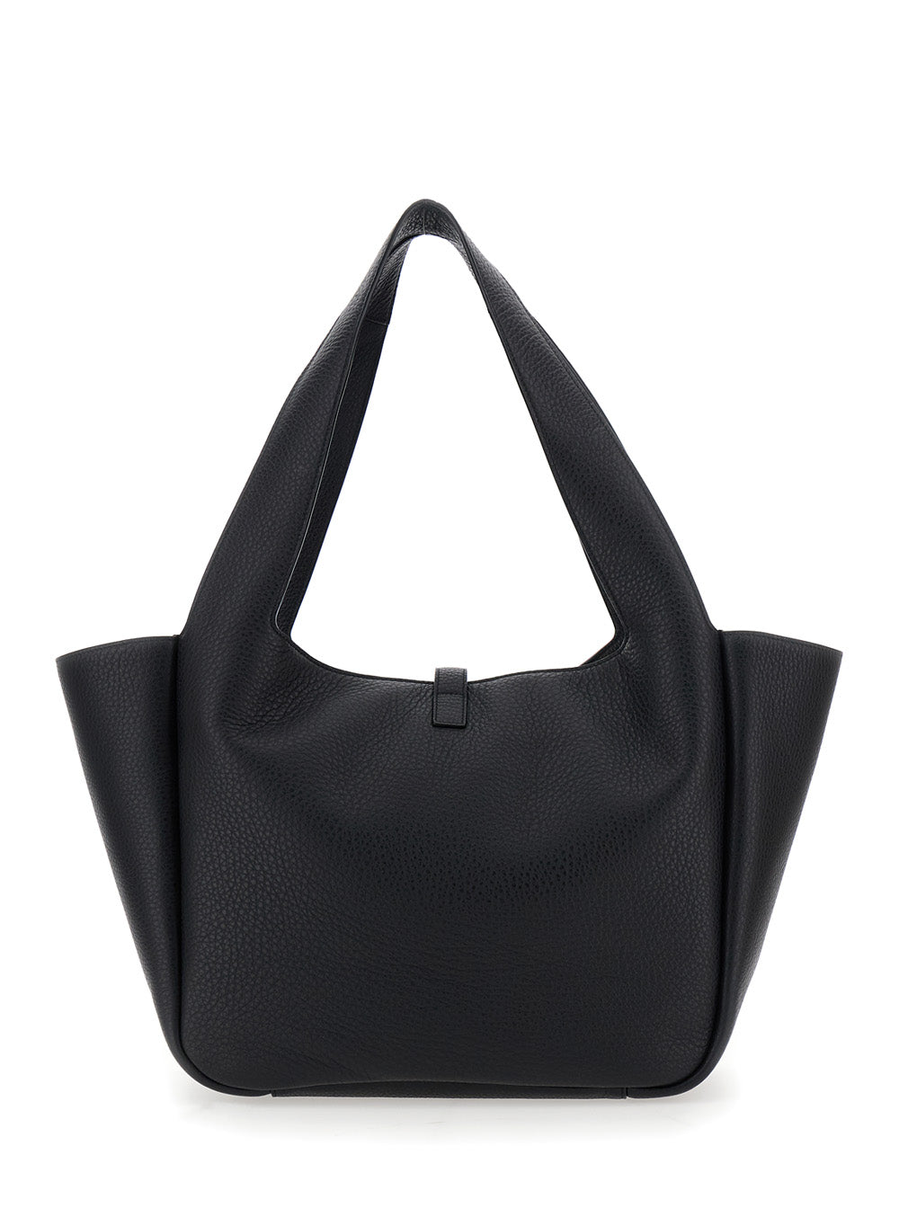 Saint Laurent Women Black Tote Bag With Cassandre Hook Closue In Grained Leather Woman