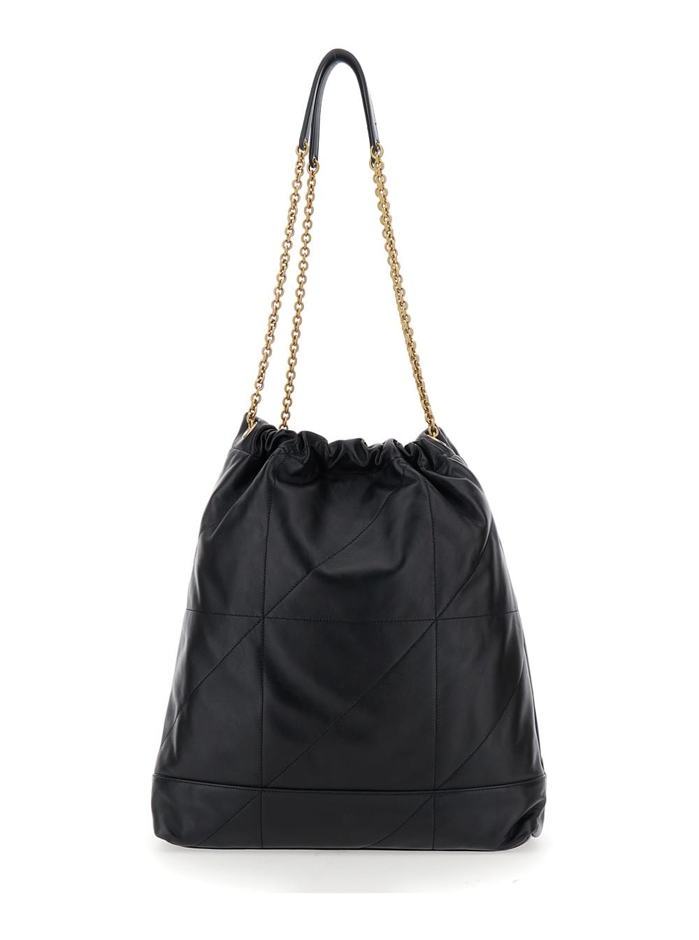 Saint Laurent Women 'Jamie' Black Crossbody Bag With Two Top Chain-Link Handles And Cassandre Plaque On The Front In Leather Woman