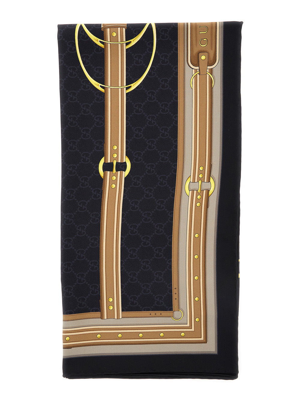Gucci Women Multicolor Scarf With Bracket, Clamp And Gg All-Over In Silk Woman