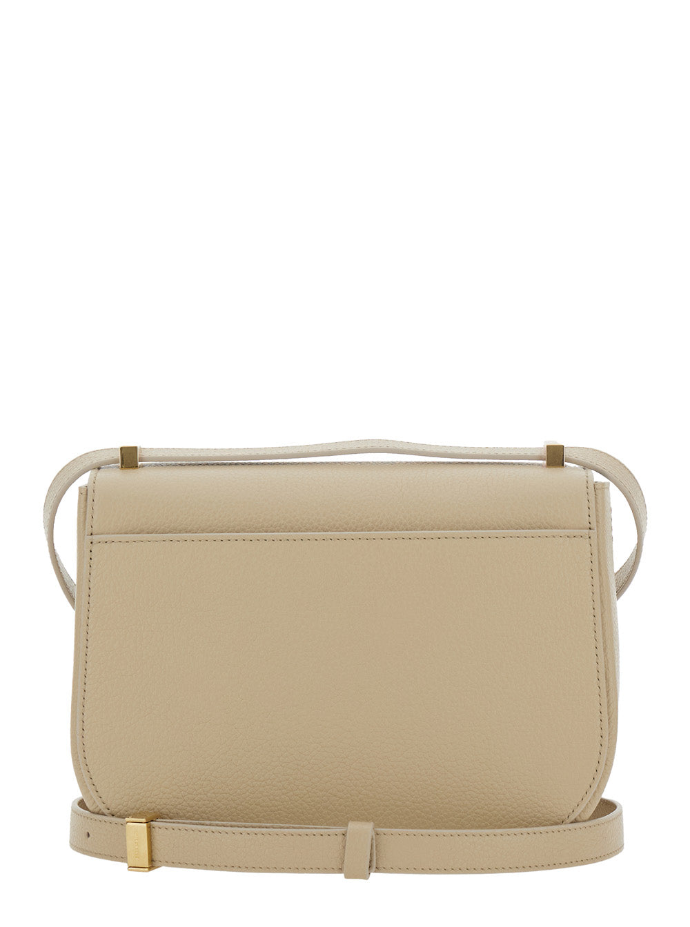 Ferragamo Women Beige Shoulder Bag With Metal Gancini Detail On The Front In Hammered Leather Woman