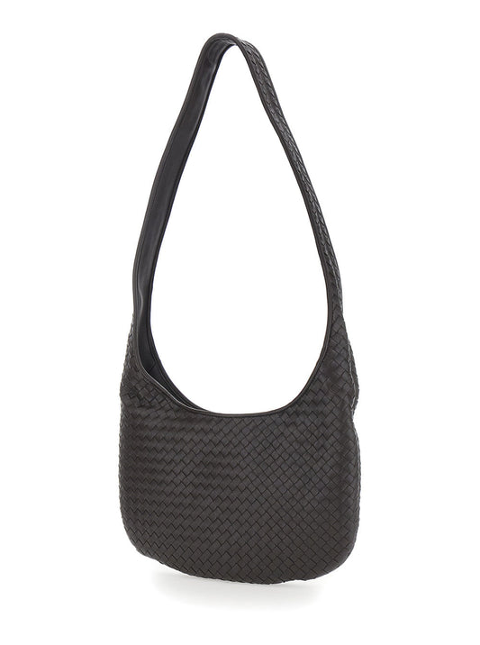 Bottega Veneta Men Brown Crossbody Bag With Top Zip Closure And Intrecciato Motif In Leather Man