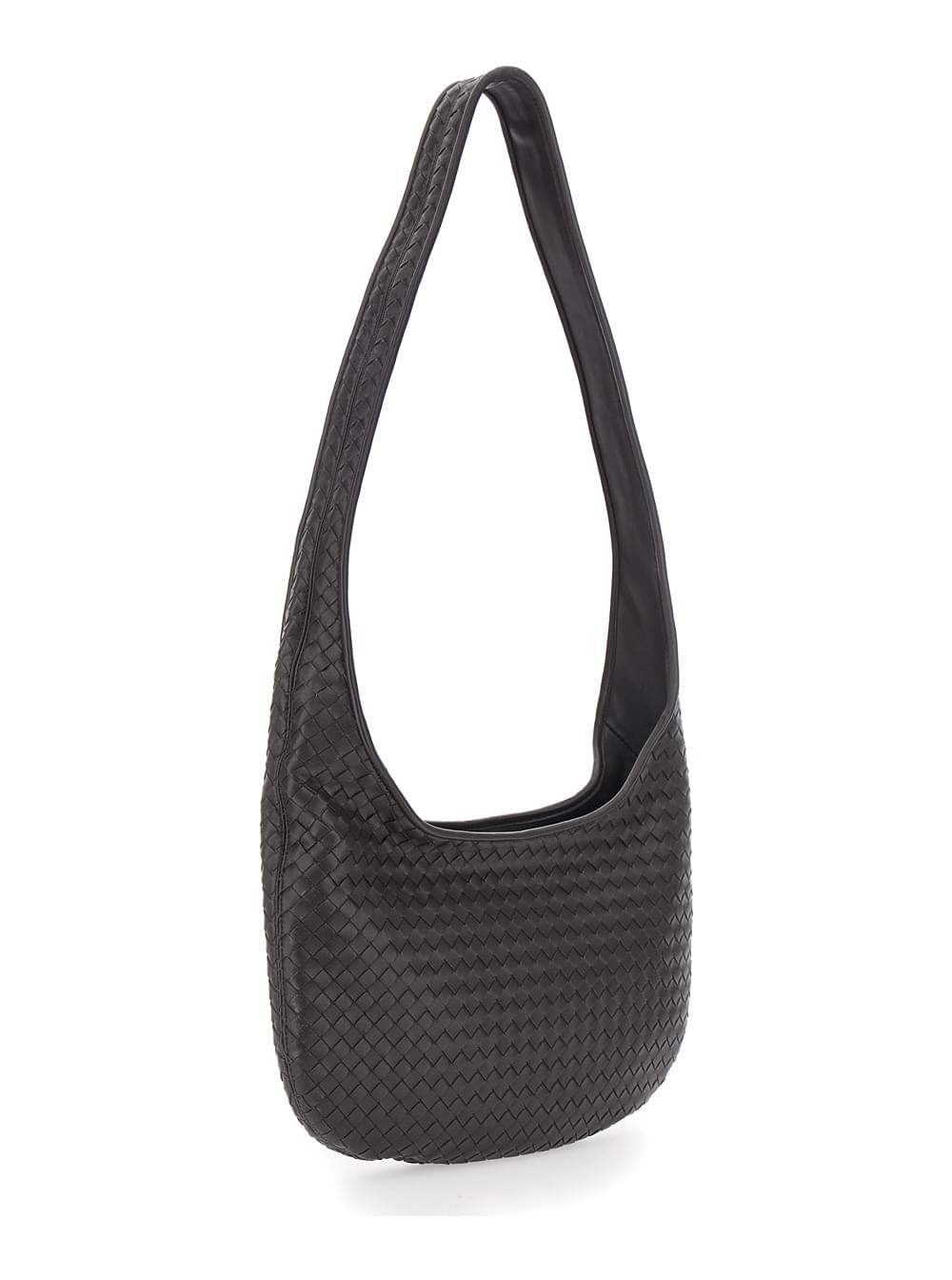 Bottega Veneta Men Brown Crossbody Bag With Top Zip Closure And Intrecciato Motif In Leather Man