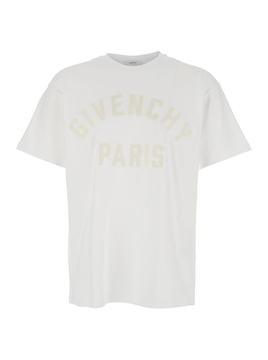 Givenchy Men White T-Shirt With Maxi Logo On The Front In Cotton Man