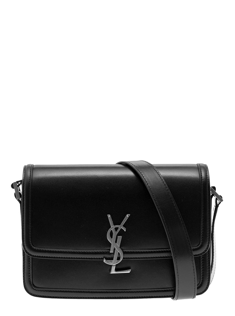 Saint Laurent Men Black Messenger Bag With Cassandre Detail In Smooth Leather Man