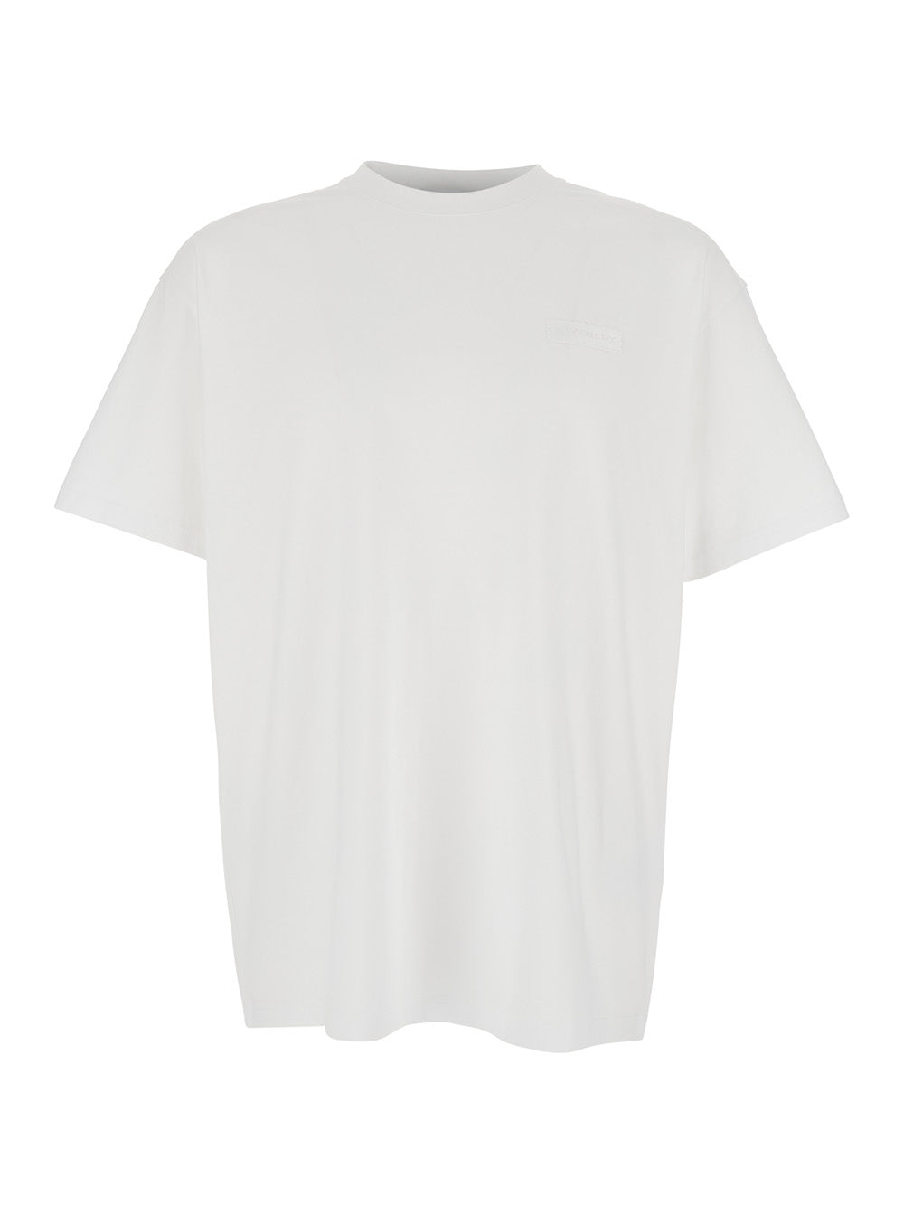 Givenchy Men White Crewneck T-Shirt With Logo Patch On The Front In Cotton Man