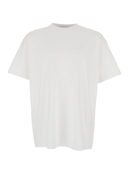 Givenchy Men White Crewneck T-Shirt With Logo Patch On The Front In Cotton Man