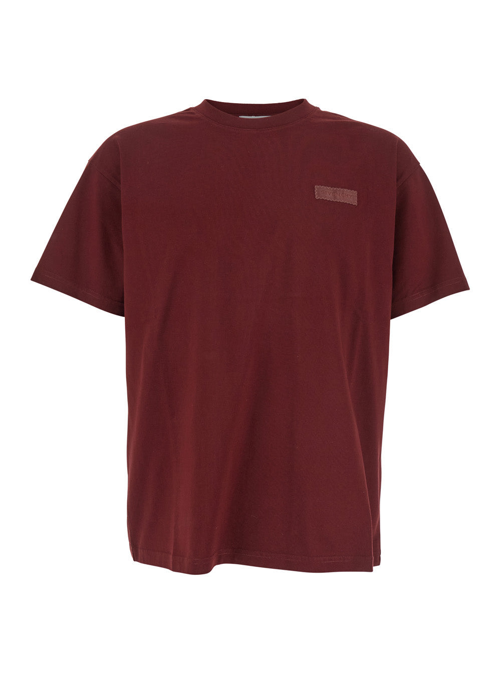 Givenchy Men Bordeaux T-Shirt With Logo Patch On The Chest In Cotton Man
