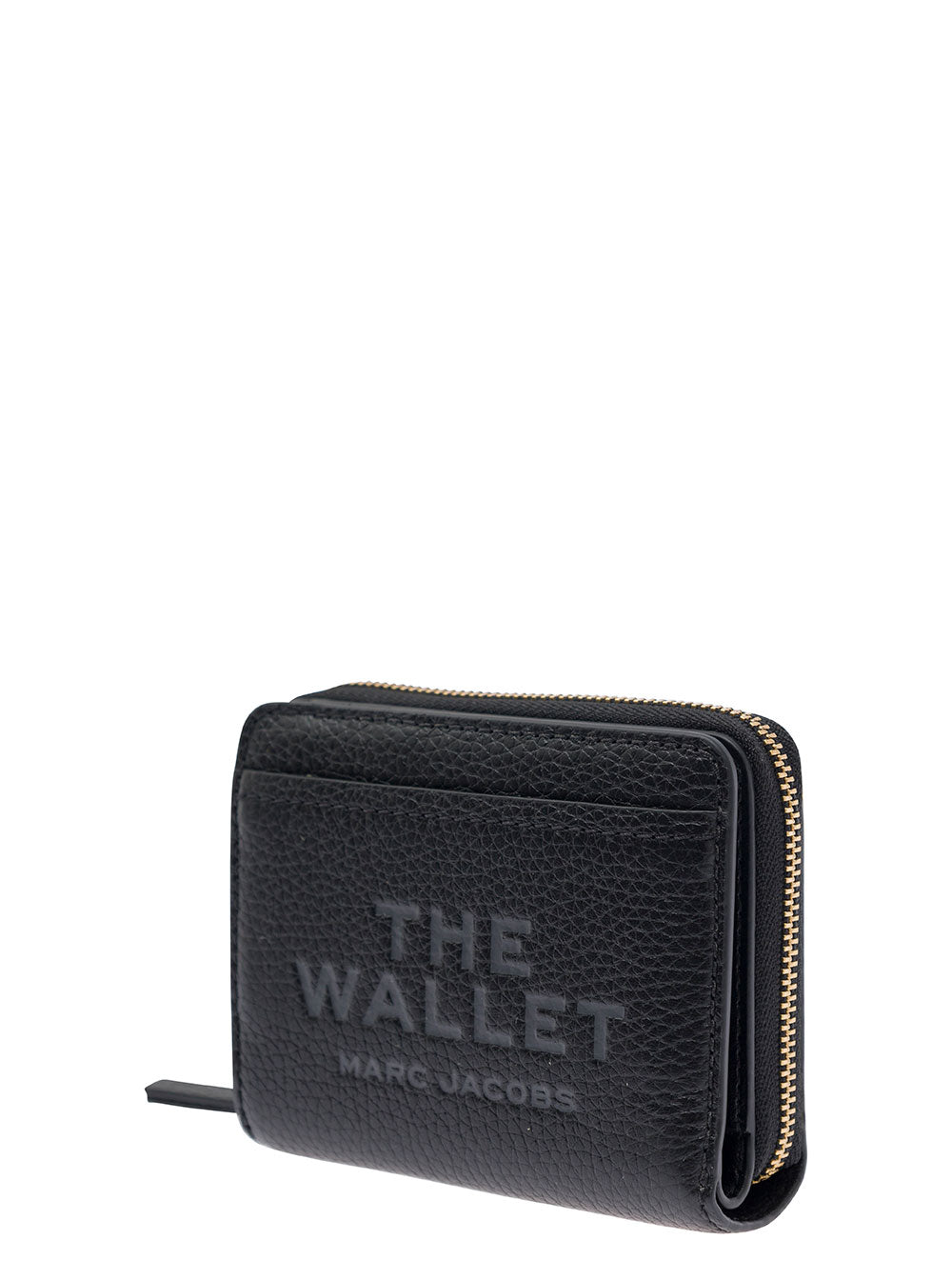 Marc Jacobs Women 'The Mini' Black Wallet With Engraved Logo On The Front In Hammered Leather Woman