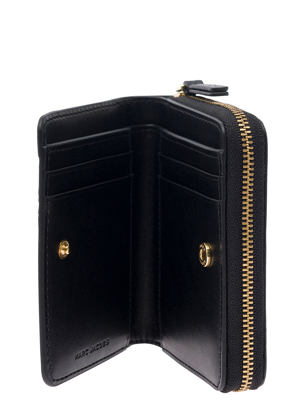 Marc Jacobs Women 'The Mini' Black Wallet With Engraved Logo On The Front In Hammered Leather Woman