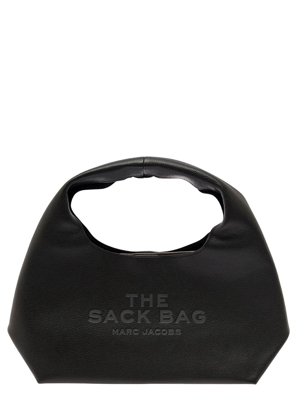 Marc Jacobs Women 'The Sack' Black Shoulder Bag With Embossed Logo In Hammered Leather Woman