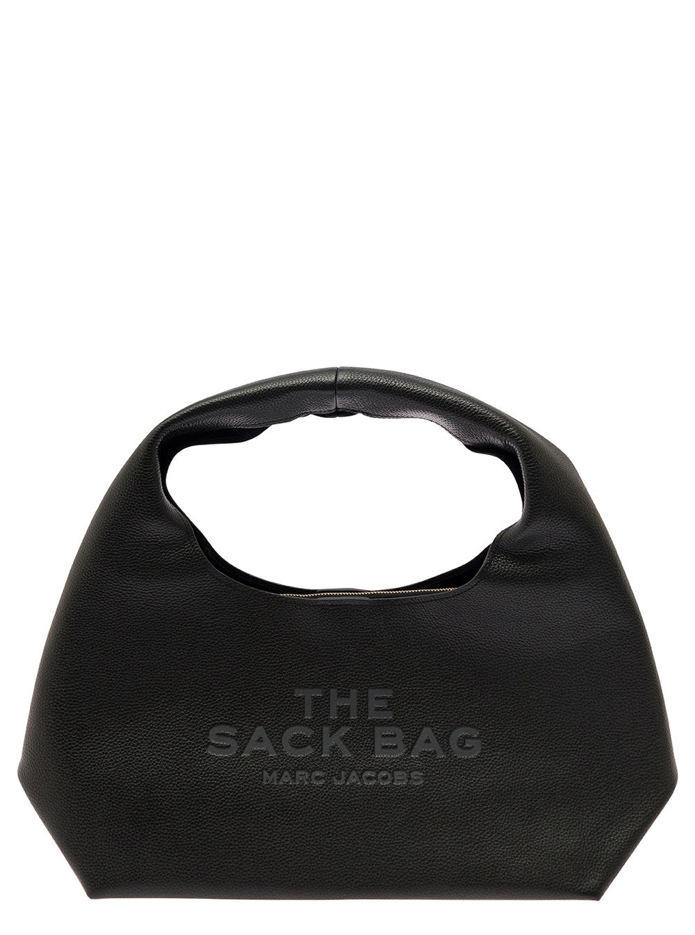 Marc Jacobs Women 'The Sack' Black Shoulder Bag With Embossed Logo In Hammered Leather Woman
