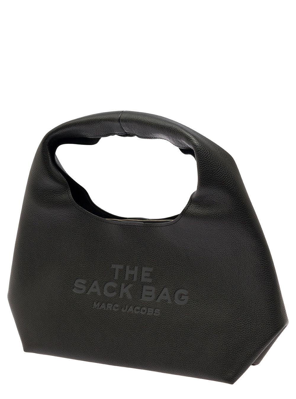 Marc Jacobs Women 'The Sack' Black Shoulder Bag With Embossed Logo In Hammered Leather Woman
