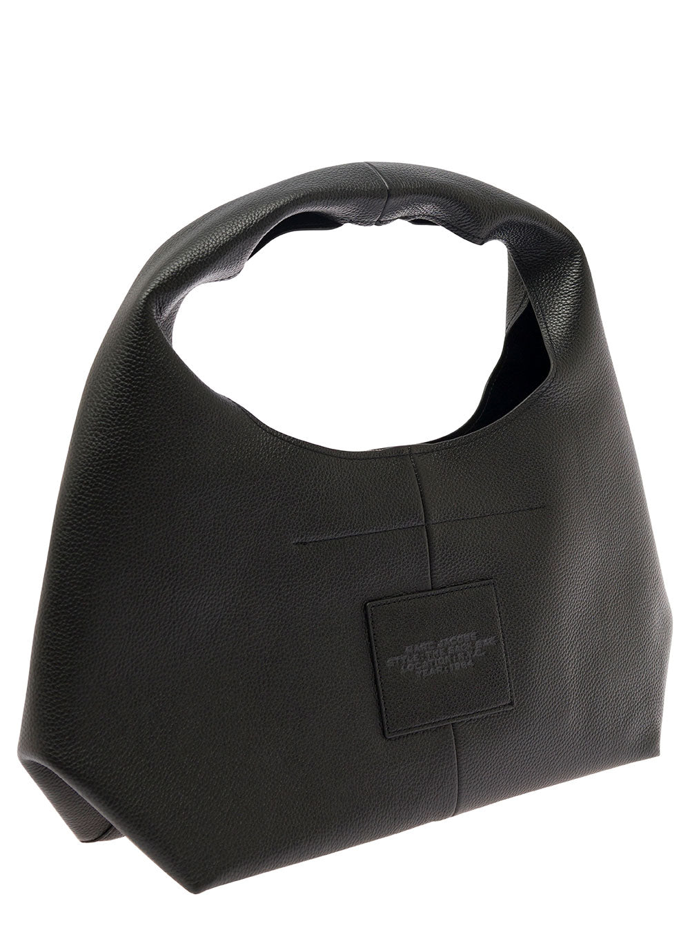 Marc Jacobs Women 'The Sack' Black Shoulder Bag With Embossed Logo In Hammered Leather Woman