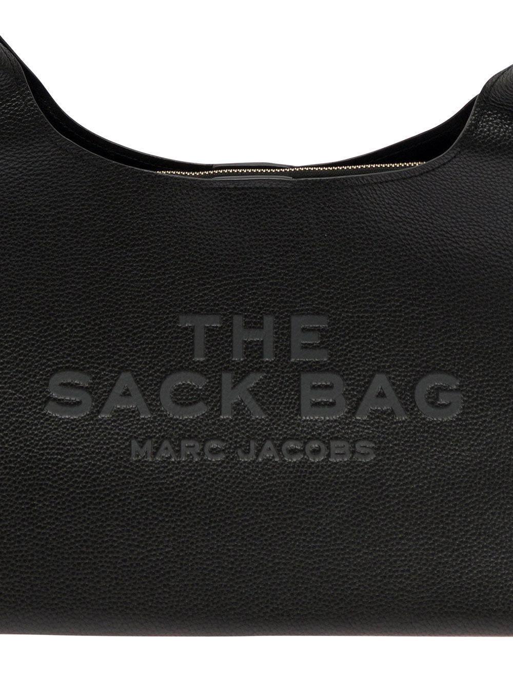 Marc Jacobs Women 'The Sack' Black Shoulder Bag With Embossed Logo In Hammered Leather Woman