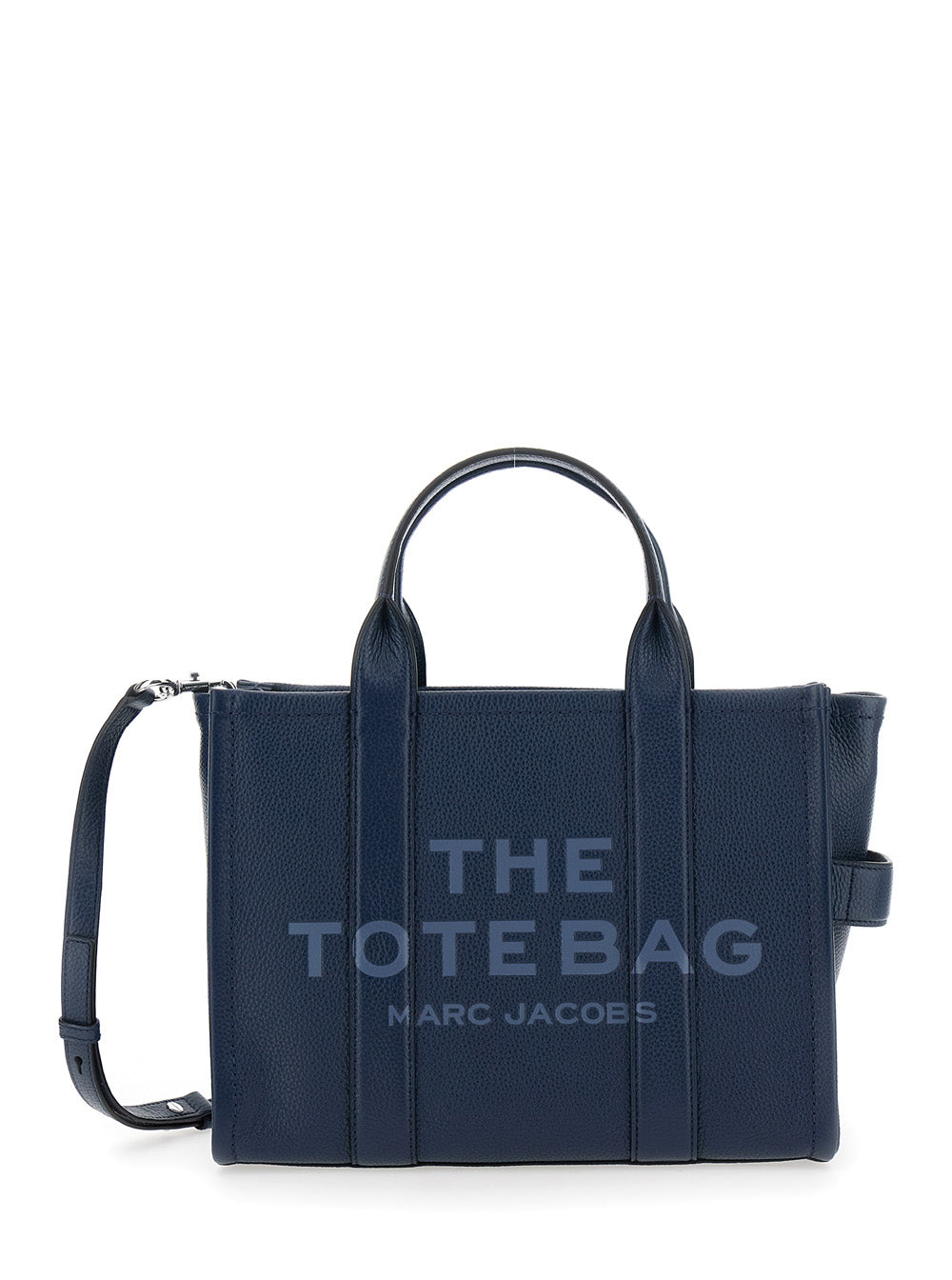 Marc Jacobs Women 'The Tote Bag Medium' Blue Bag With Logo Print On The Front In Hammered Leather Woman