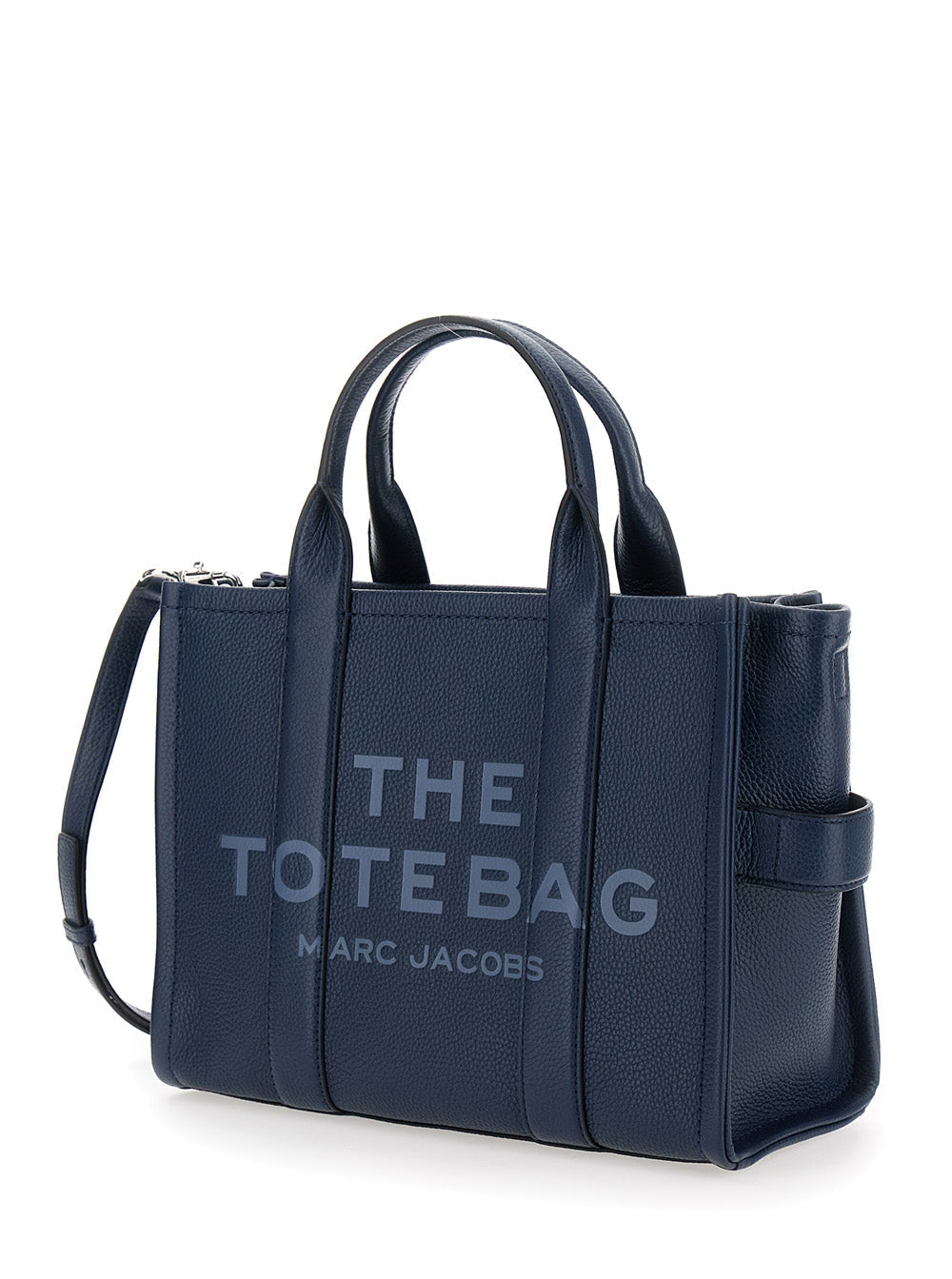 Marc Jacobs Women 'The Tote Bag Medium' Blue Bag With Logo Print On The Front In Hammered Leather Woman